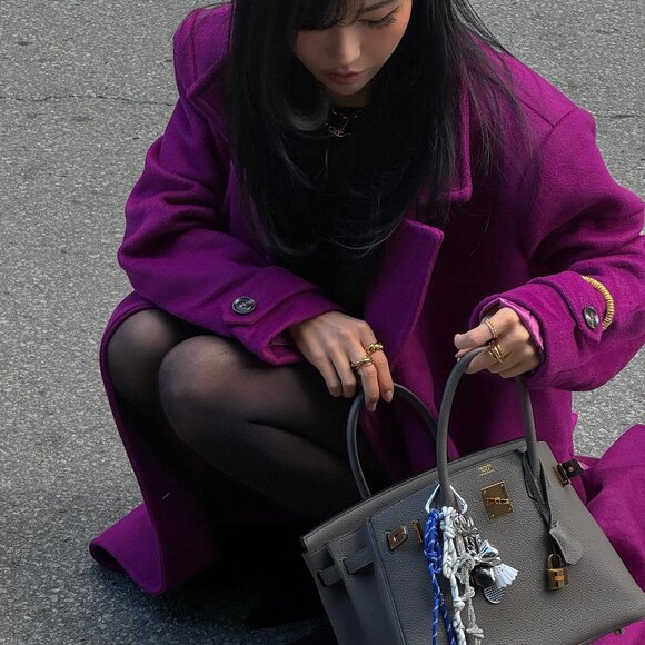 Camila Coelho - Violet Double Breasted Coat SIZE S - Picture 7 of 7